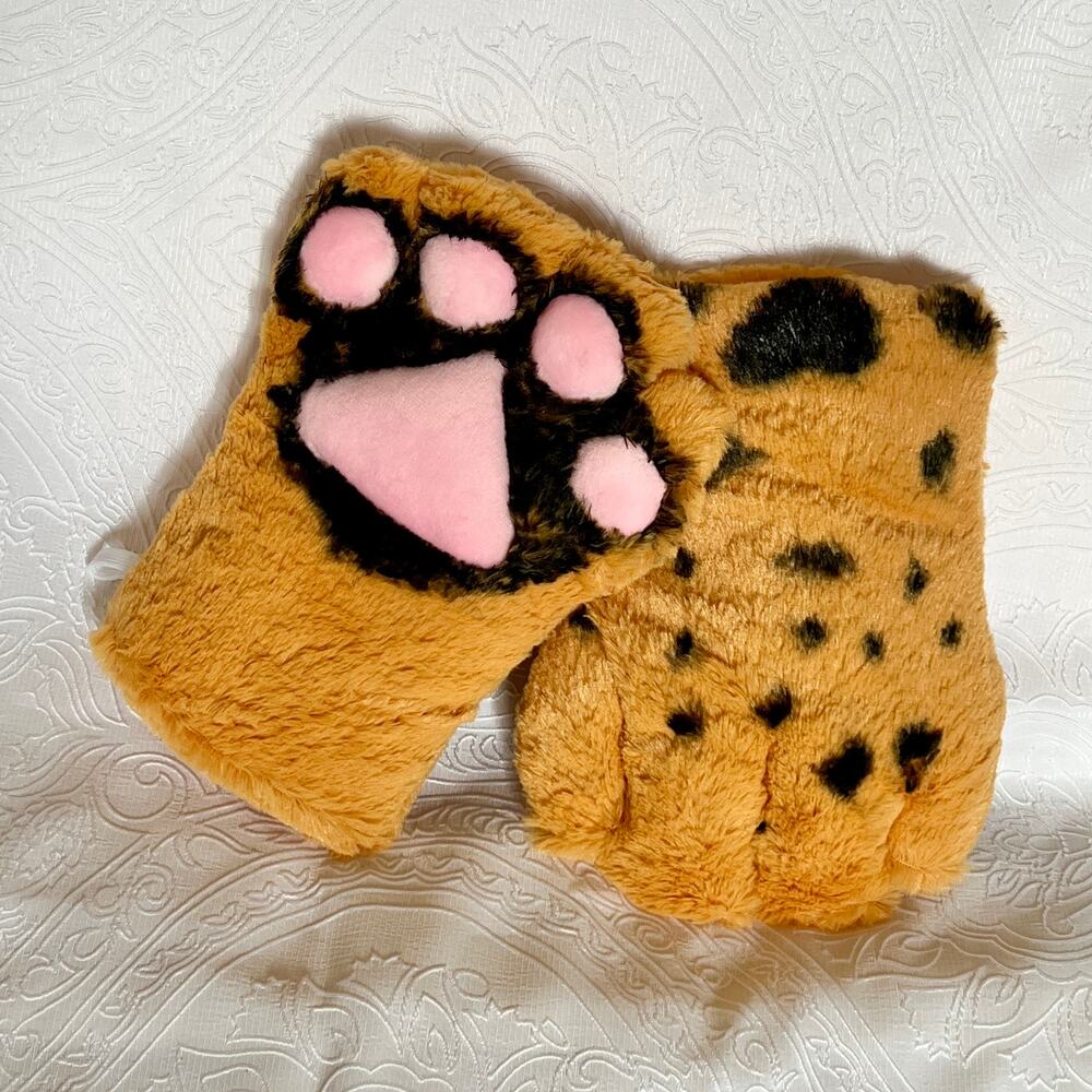 Black Orange Tiger Cat Paw Gloves Cosplay Costume Leopard Ocelot Furry Fursuit